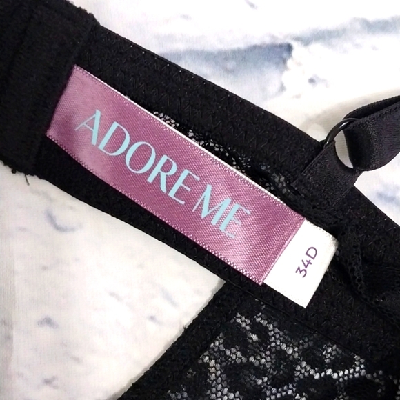 NWT Bustier w Garters Adore Me Black Lace Sz 34D - Picture 6 of 6